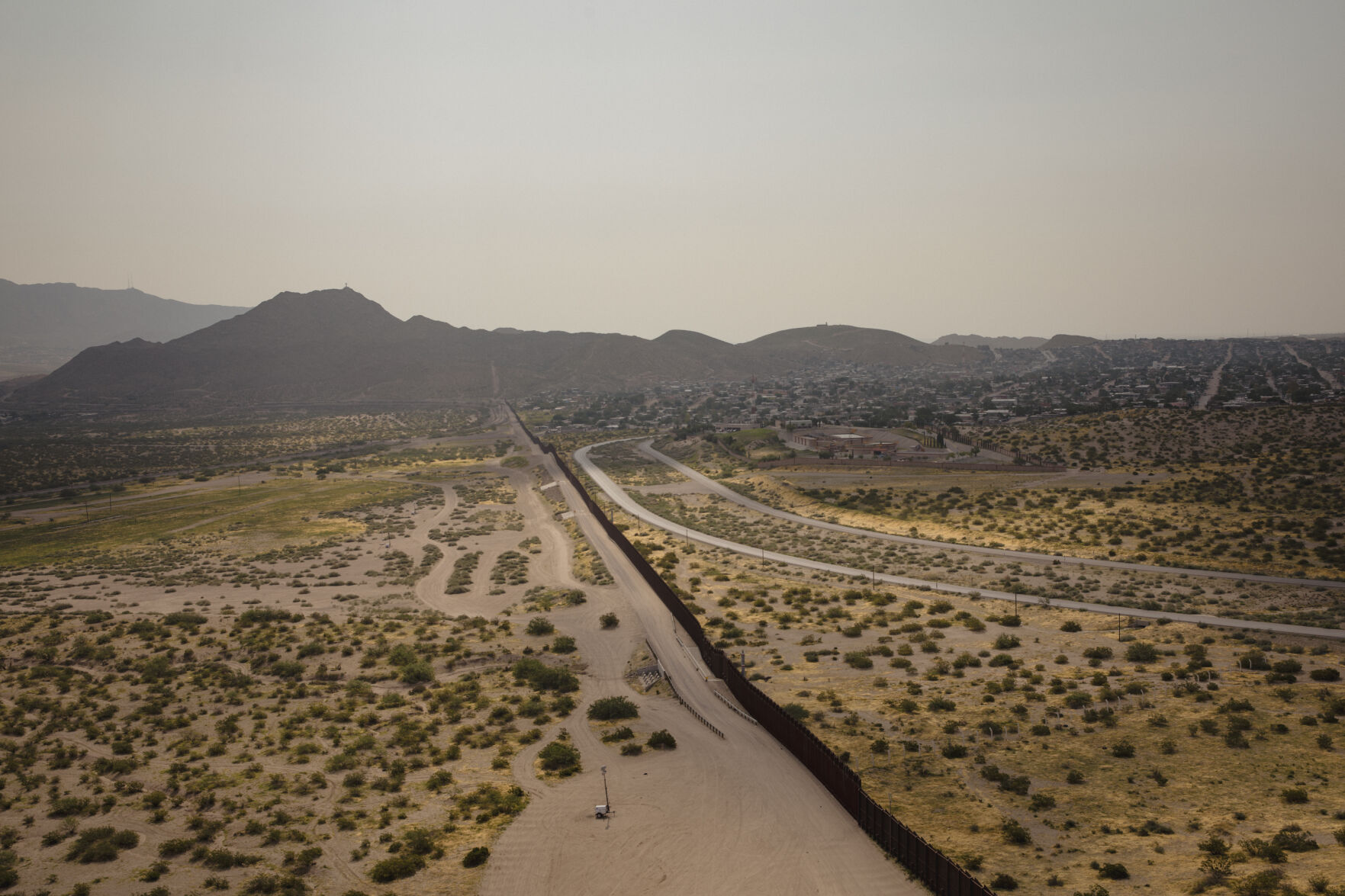 The border wall separating Juarez and Sunland Park